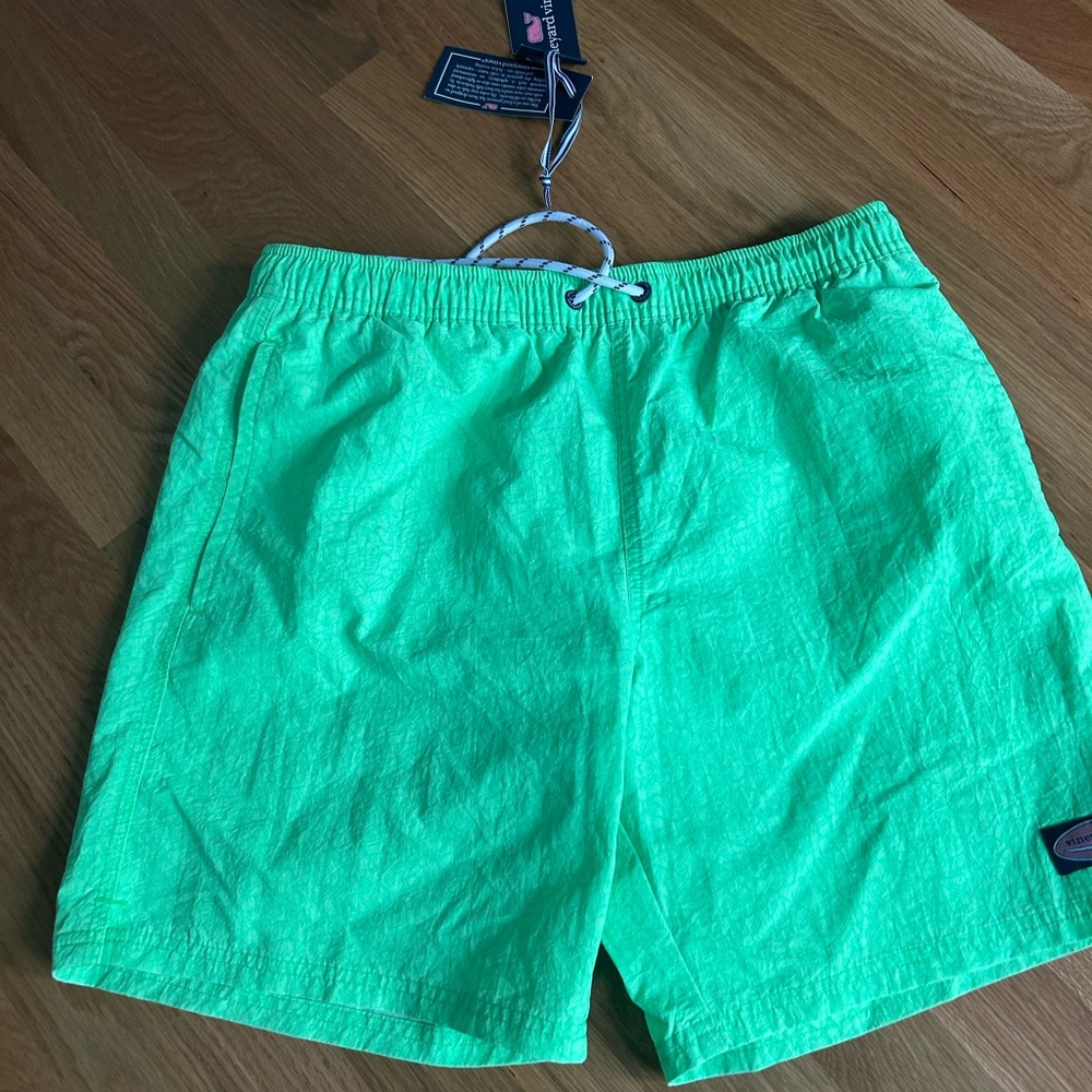 NWT Vineyard Vines Green 7 inch Chappy Swim Trunks Quick-Dry Elastic Waist